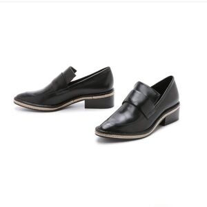 Rachel Zoe Black Loafers with Gold Trim